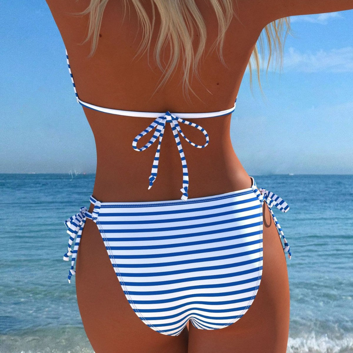 Ensemble de bikini pour femmes avec un élégant imprimé de palmiers et un détail de bijou raffiné R&B