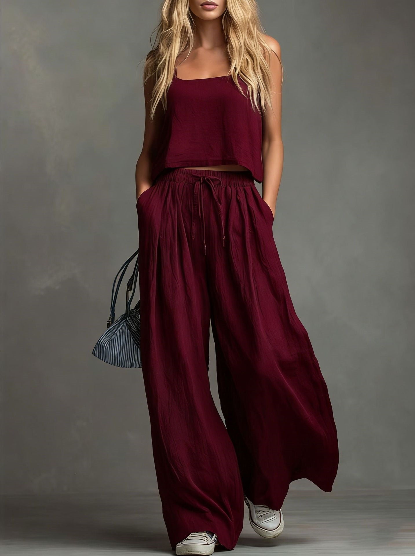 Ensemble de loisirs d'été pour femmes avec un haut ample et un pantalon décontracté R&B