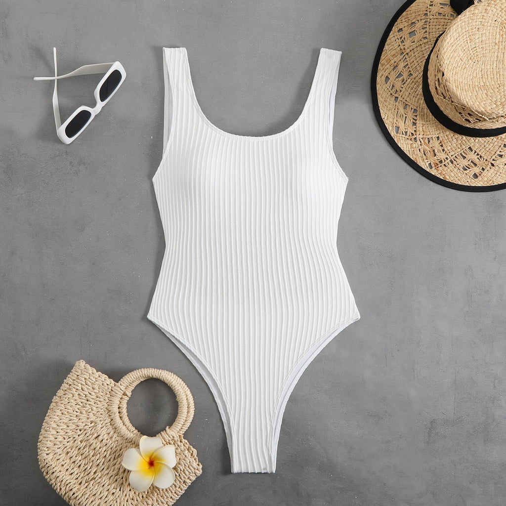 Maillot de bain pour femme à taille haute avec texture côtelée Echo Archiv