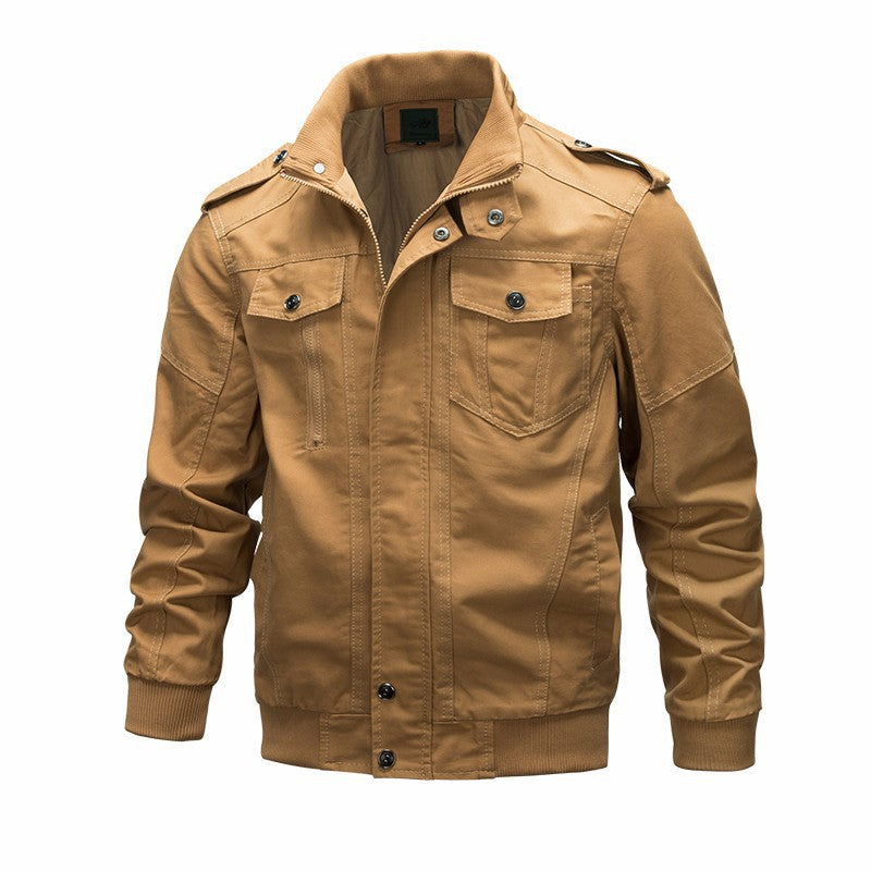 Veste aviateur légère en toile de coton pour hommes avec épaulettes, fermeture éclair cachée et poches multifonctionnelles Echo Archiv
