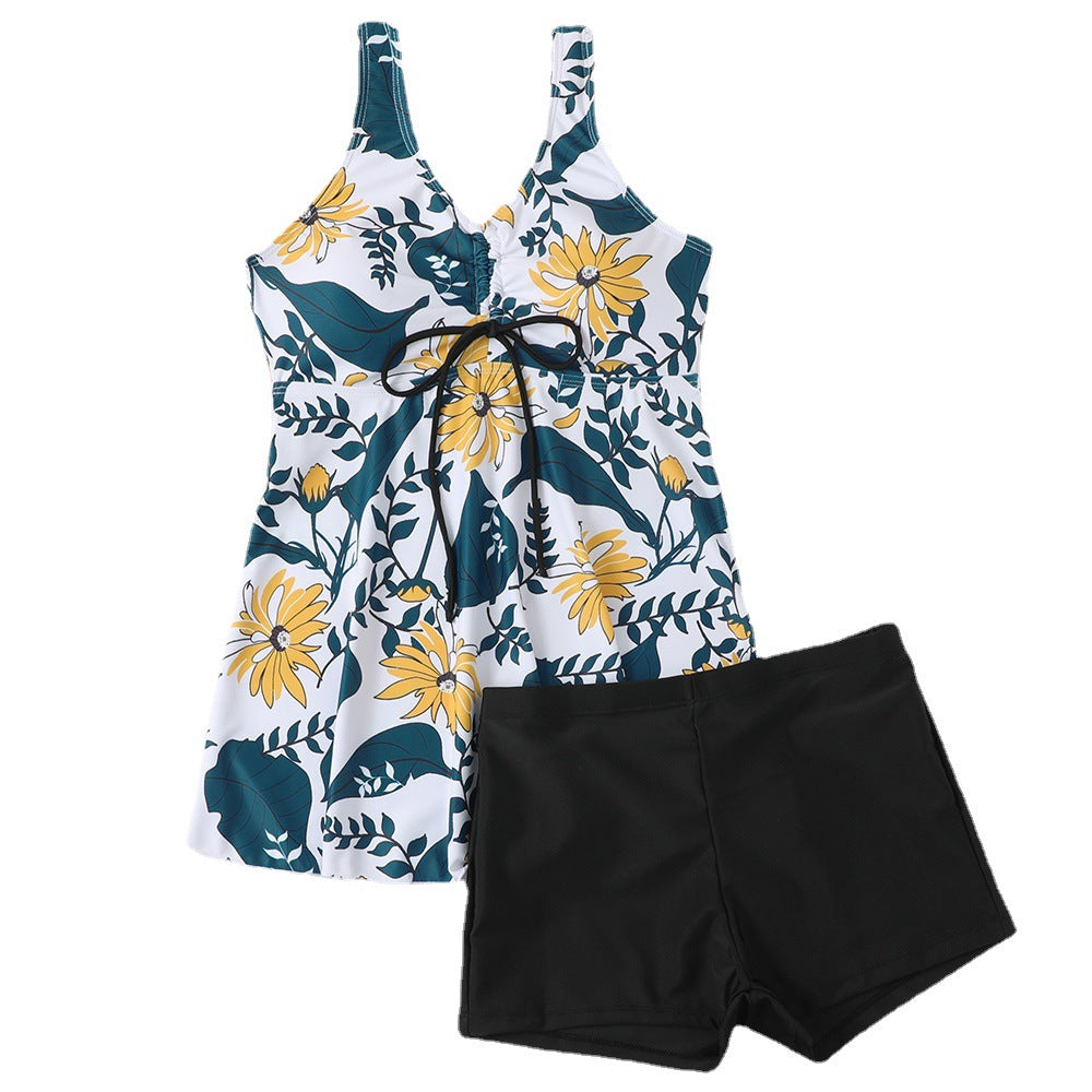 Ensemble de Tankini pour Femmes avec Imprimé Floral à la Mode et Volants R&B