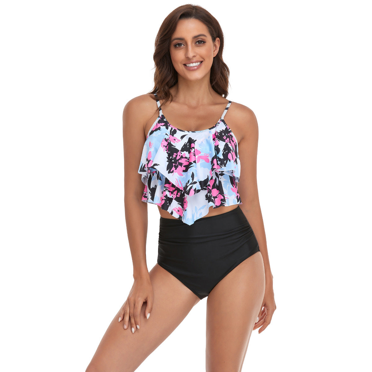 Ensemble Tankini Femme avec design fluide à volants et culotte de bikini ajustée R&B