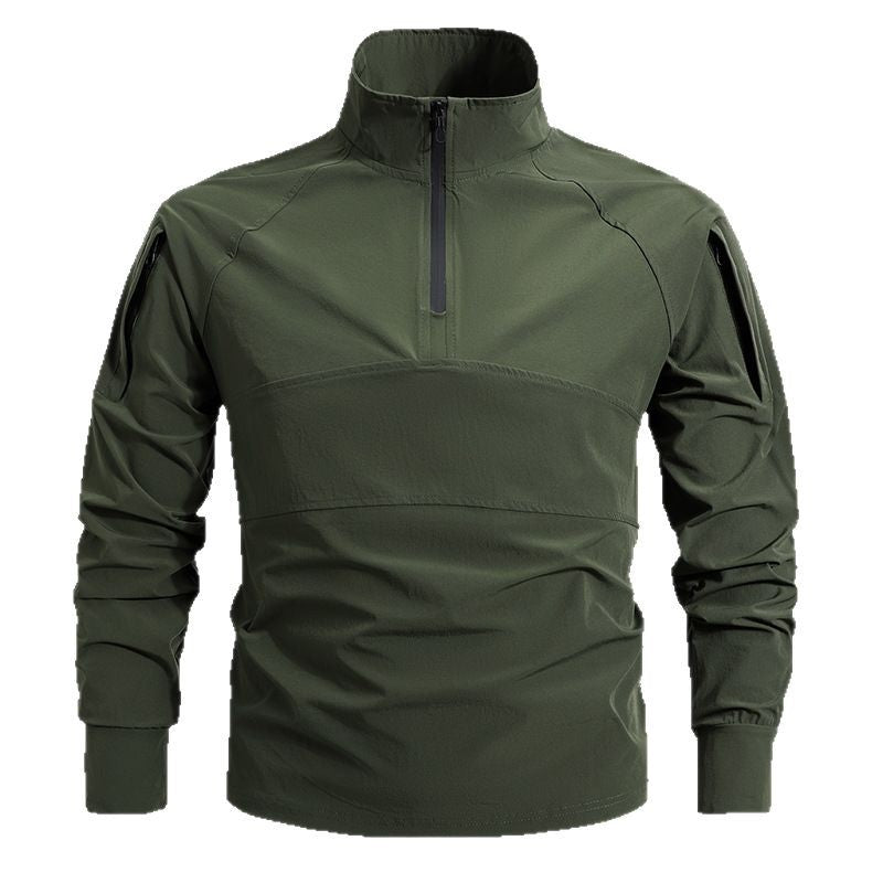 Pull-over tactique Halfzip pour hommes avec col montant, fermeture éclair cachée et poches sur les manches Echo Archiv