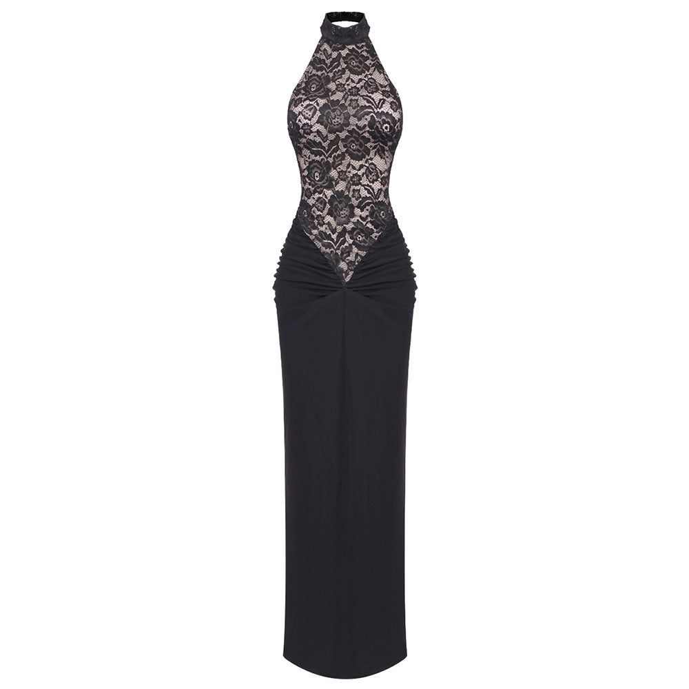 Robe en dentelle élégante pour femmes avec col haut et coupe cintrée Heidi-Mode