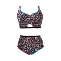 Bikini triangle taille haute pour femmes avec un imprimé animal à la mode et un design sportif R&B