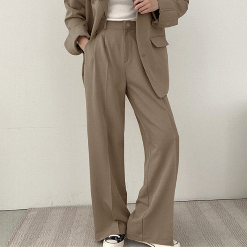 Pantalon en tissu élégant et taille haute pour femmes