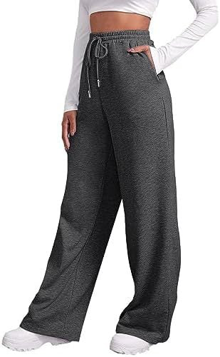 Pantalon lounge palazzo taille haute large pour femmes avec ceinture élastique confortable, cordon de serrage et poches latérales Echo Archiv