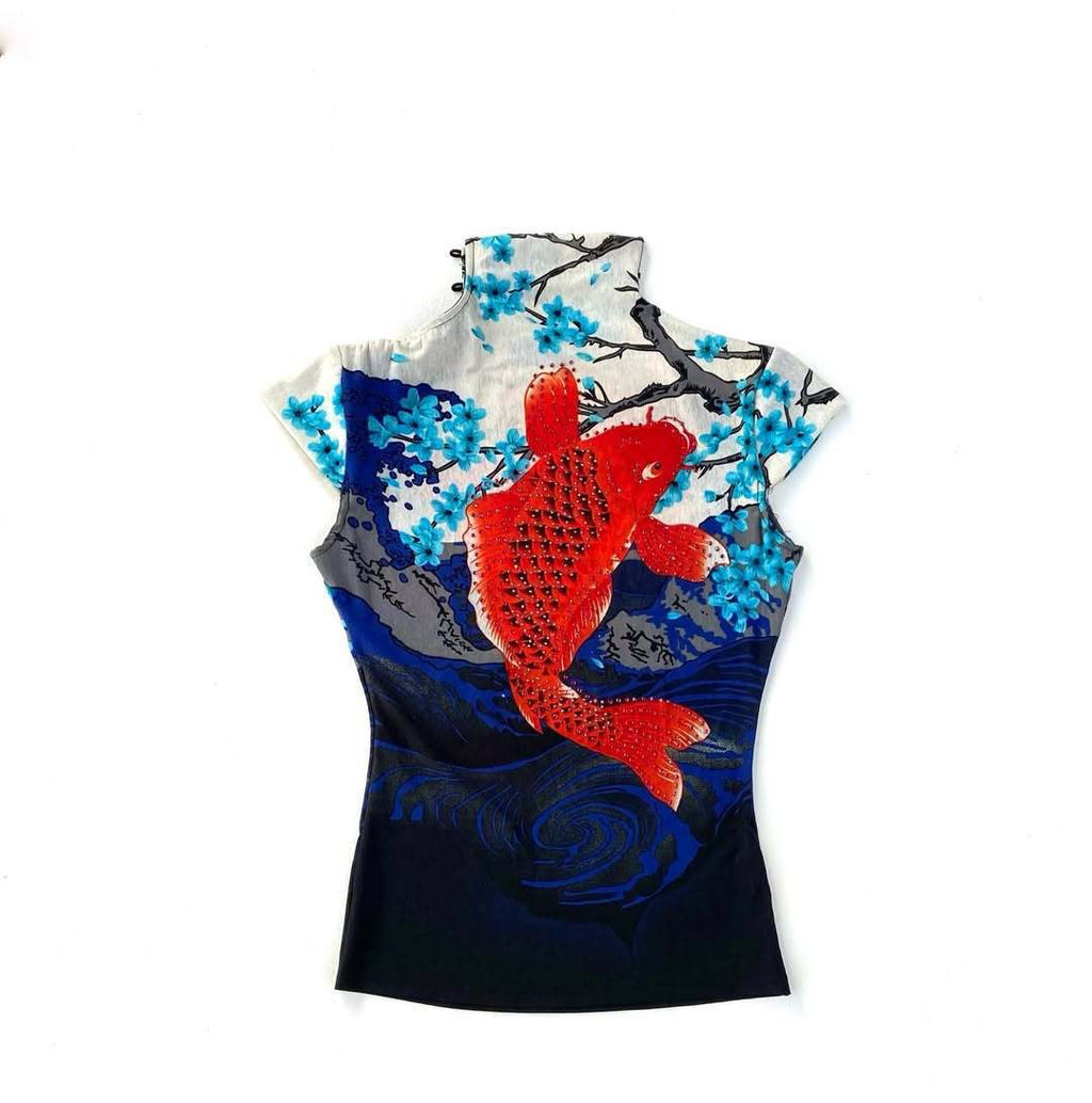 Haut ajusté pour femmes avec motif de poisson unique R&B