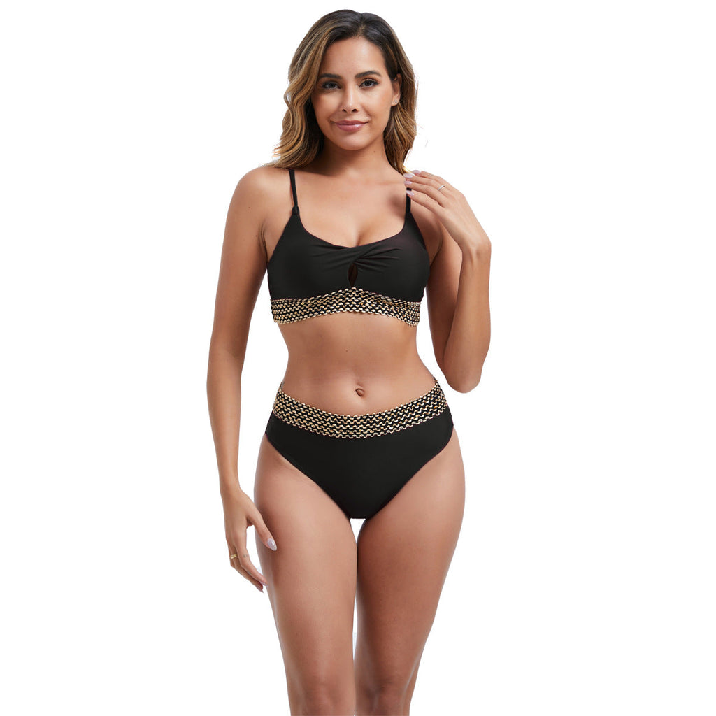 Ensemble de bikini taille haute pour femmes avec des détails de mode R&B