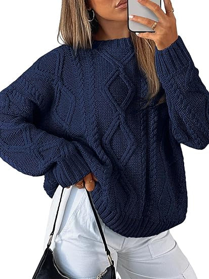 Pull oversize à motif torsadé pour femmes en tricot épais Echo Archiv