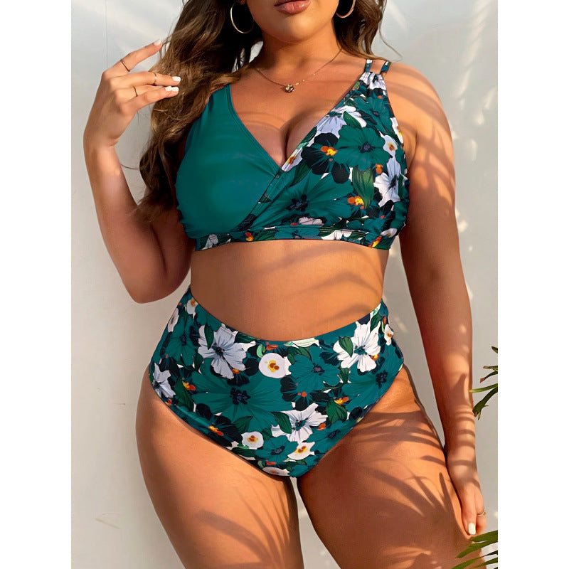 Bikini Femme à Taille Haute avec Design Floral R&B