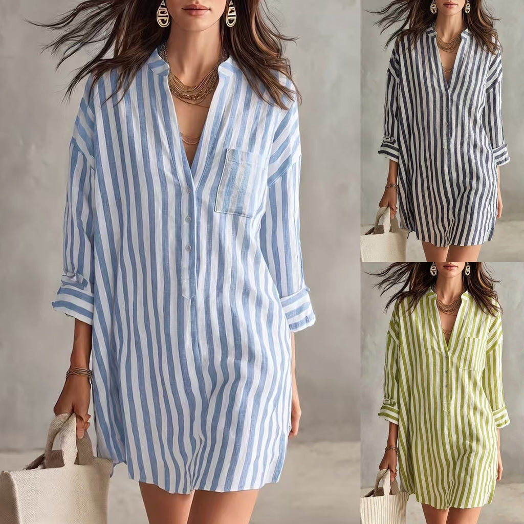 Robe Chemise en Lin Décontractée et Aérée pour Femmes