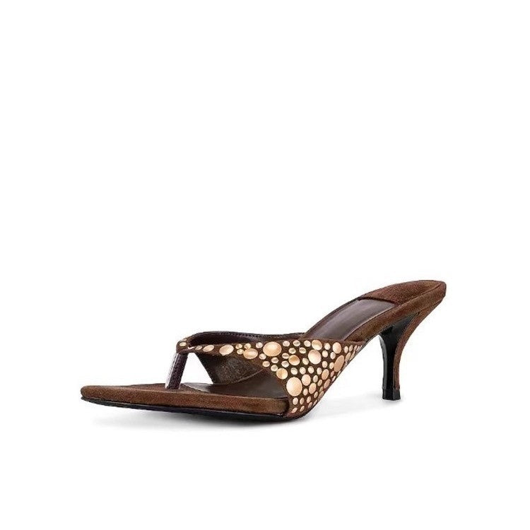 Sandales élégantes pour femmes avec détail de bijou à la mode R&B