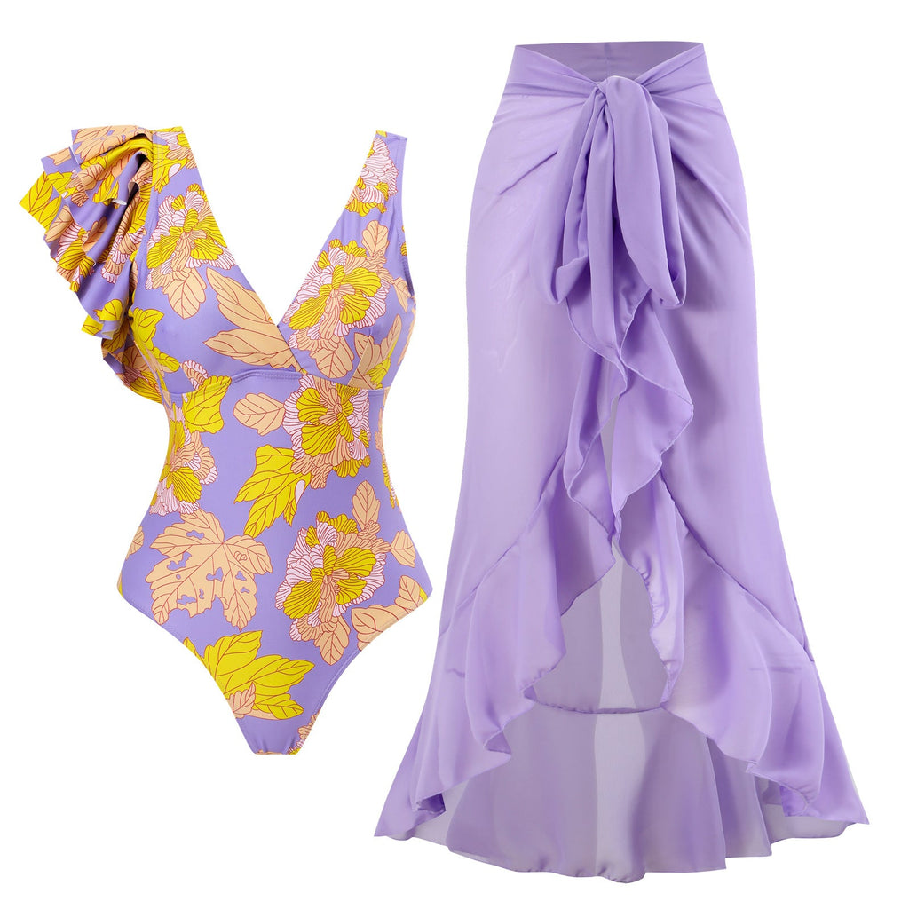 Maillot de bain une pièce élégant pour femmes avec détails en volants floraux Echo Archiv