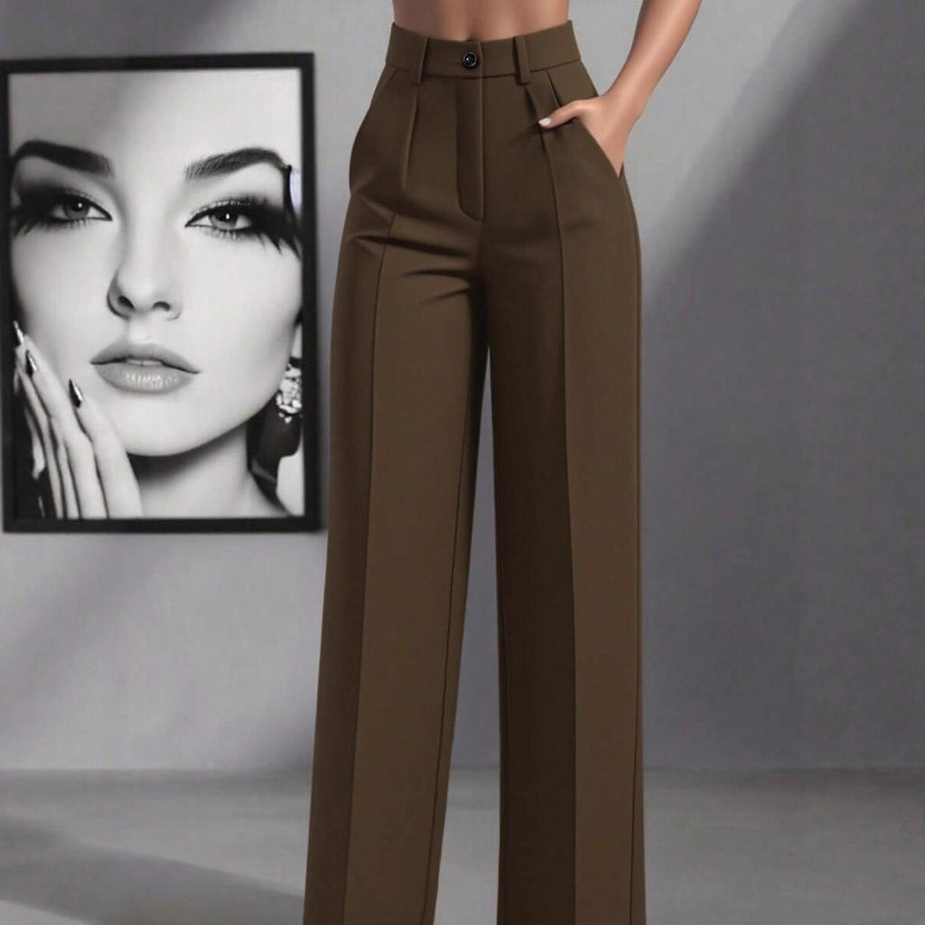 Pantalon Palazzo Stretch taille haute pour femmes avec plis marqués et poches Echoarchiv