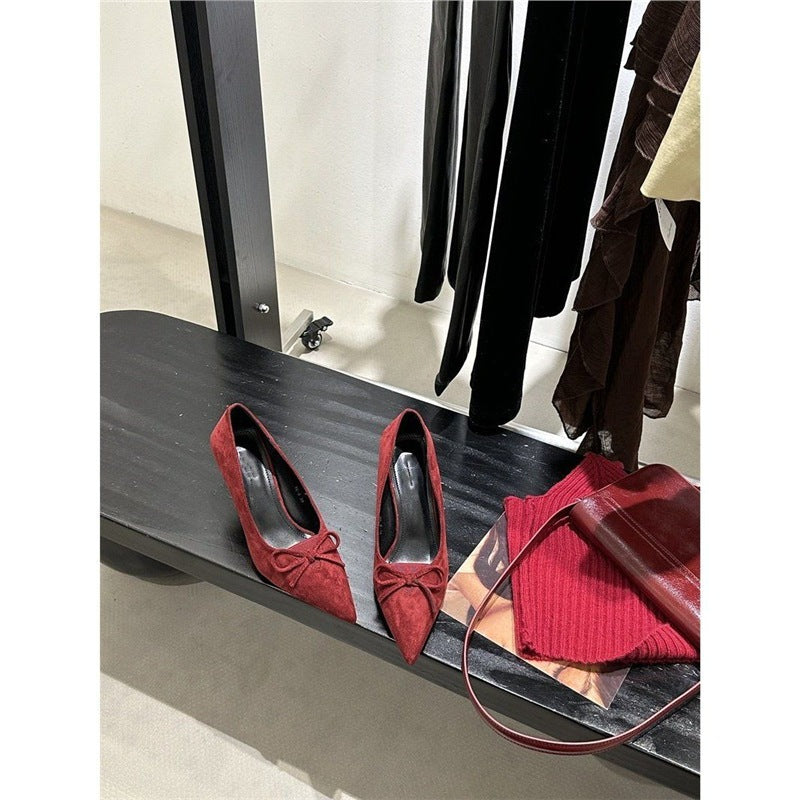 Talons aiguilles élégants pour femmes avec délicate décoration en nœud R&B