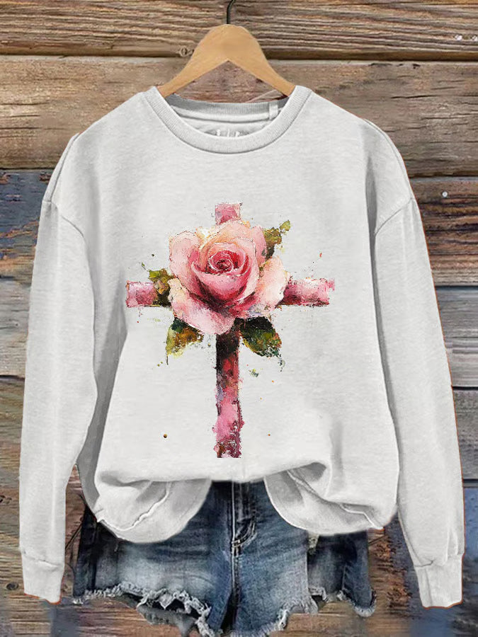 Pull confortable pour femmes avec motif cœur Echoarchiv