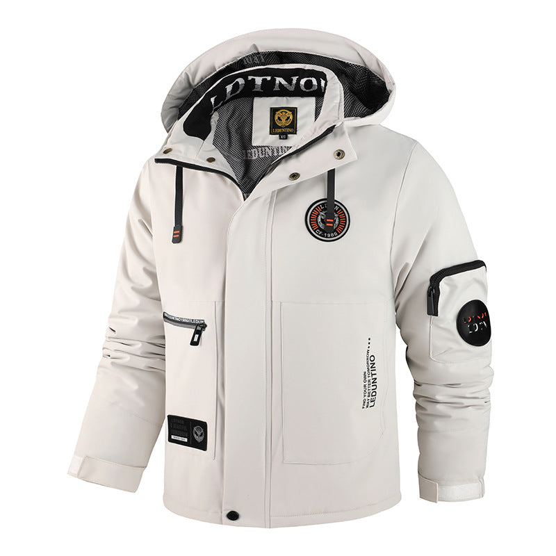 Veste de terrain pour hommes, coupe-vent, doublée, avec capuche et poches zippées multifonctionnelles Echo Archiv