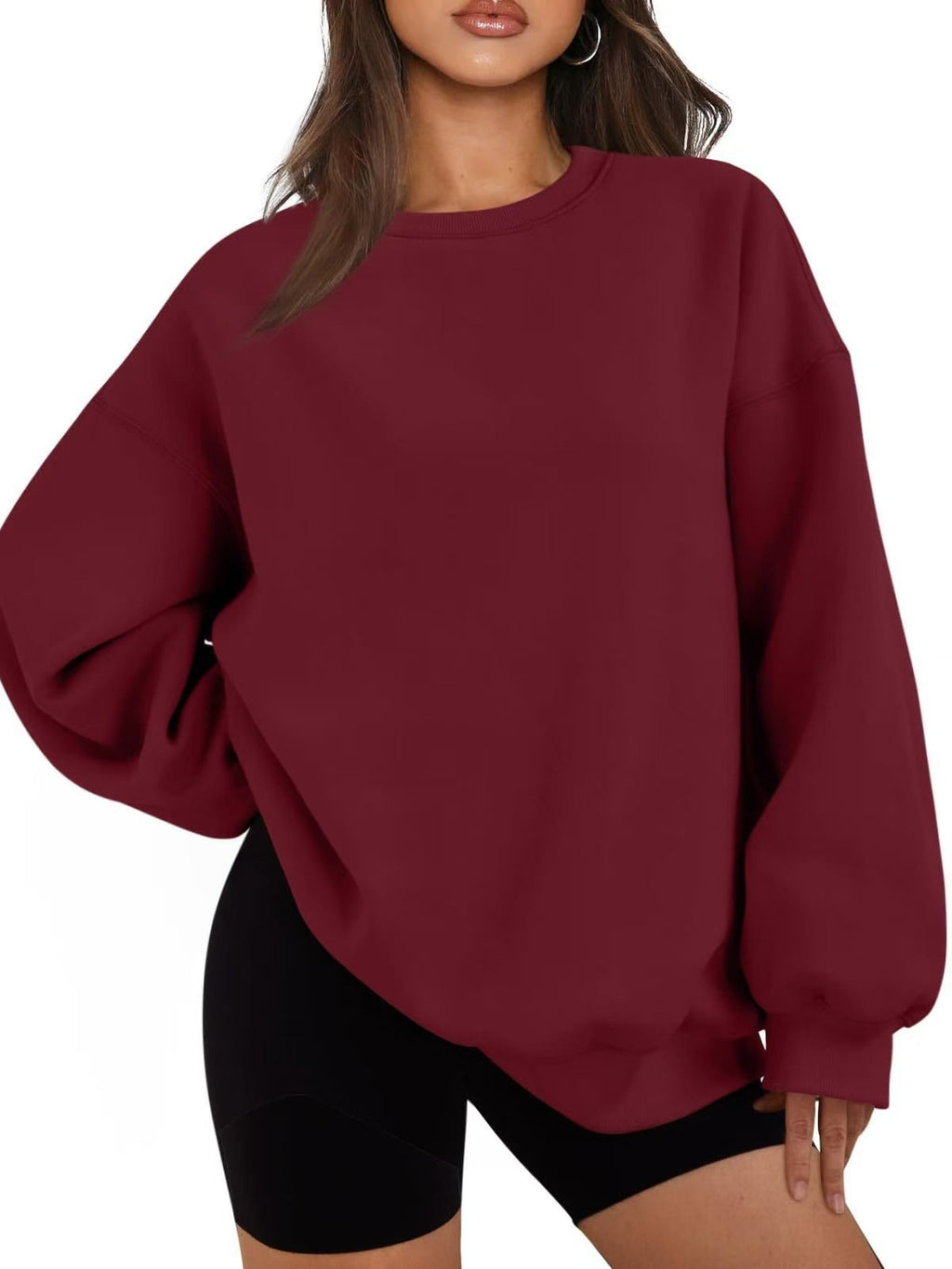 Sweatshirt oversized à col rond pour femmes avec épaules tombantes, doublure en polaire douce et bords côtelés Echo Archiv