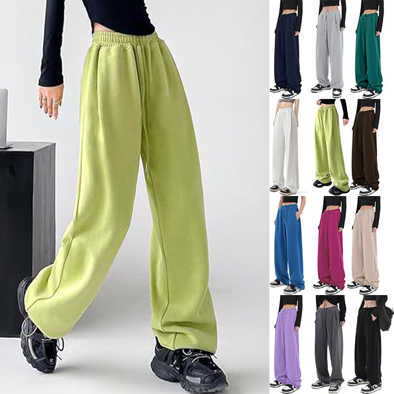 Pantalon palazzo pour femmes en sweat à coupe décontractée avec taille haute confortable, cordon de serrage et poches latérales Echo Archiv