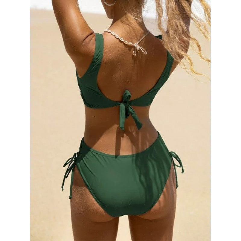 Bikini taille haute pour femmes avec détail de nouage raffiné R&B