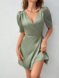 Robe Courte À Manches Bouffantes Pour Femme | Idéal Pour Les Sorties Et Occasions Quotidiennes
