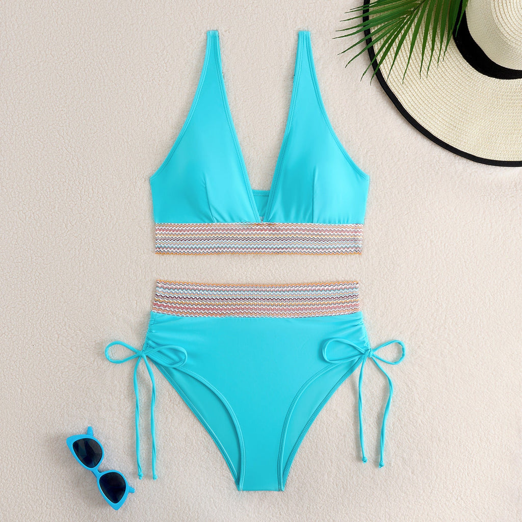 Ensemble de bikini taille haute pour femmes avec détails tendance en lacets R&B