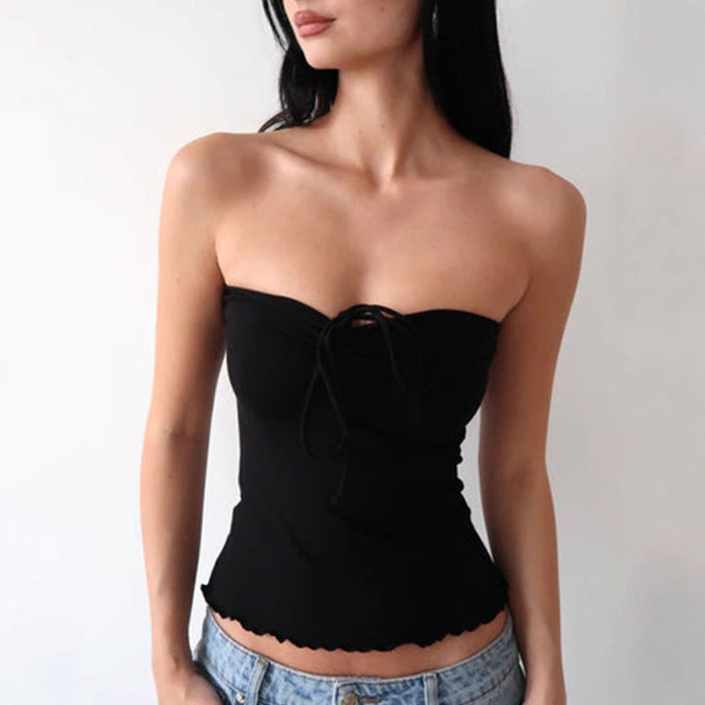 Haut bandeau pour femmes avec de délicats détails en volants et des bretelles réglables R&B