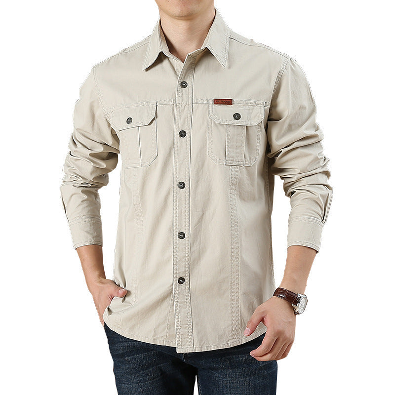 Chemise en toile légère pour hommes avec deux poches poitrine plaquées et coutures renforcées Echo Archiv