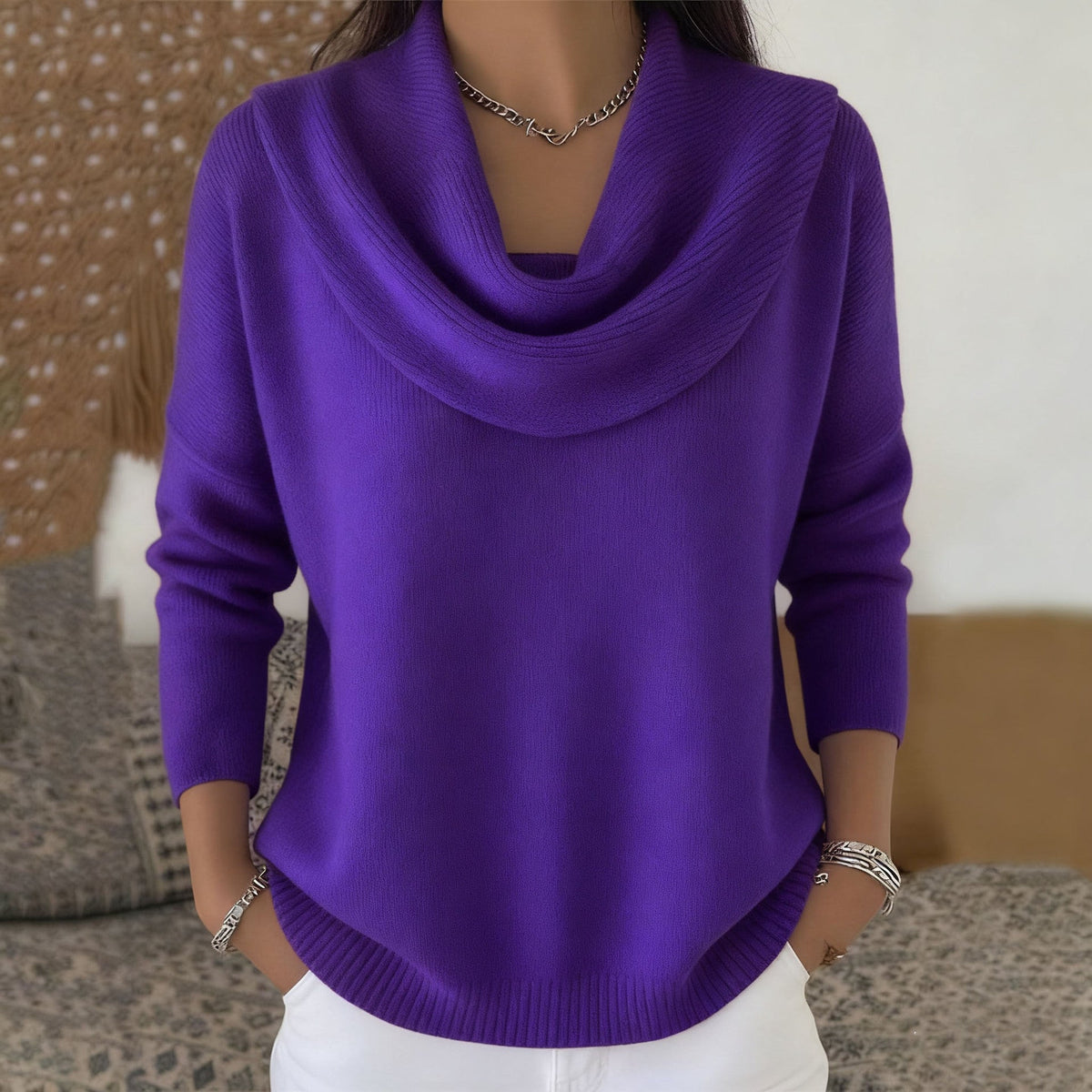 Pull Bootcut Stylé pour Femmes avec Col Cascading