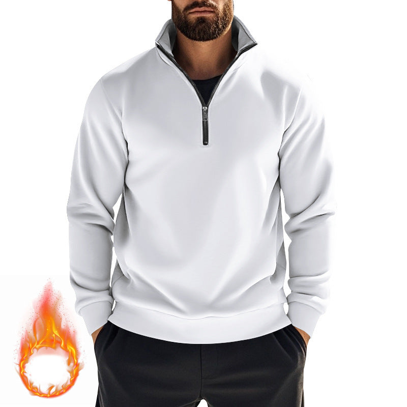 Sweat-shirt homme confortable à demi-zip avec col montant, intérieur légèrement gratté et ourlet côtelé Echo Archiv
