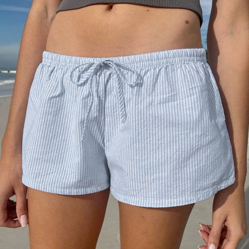 Short de nuit pour femmes avec taille élastique et ceinture tendance R&B