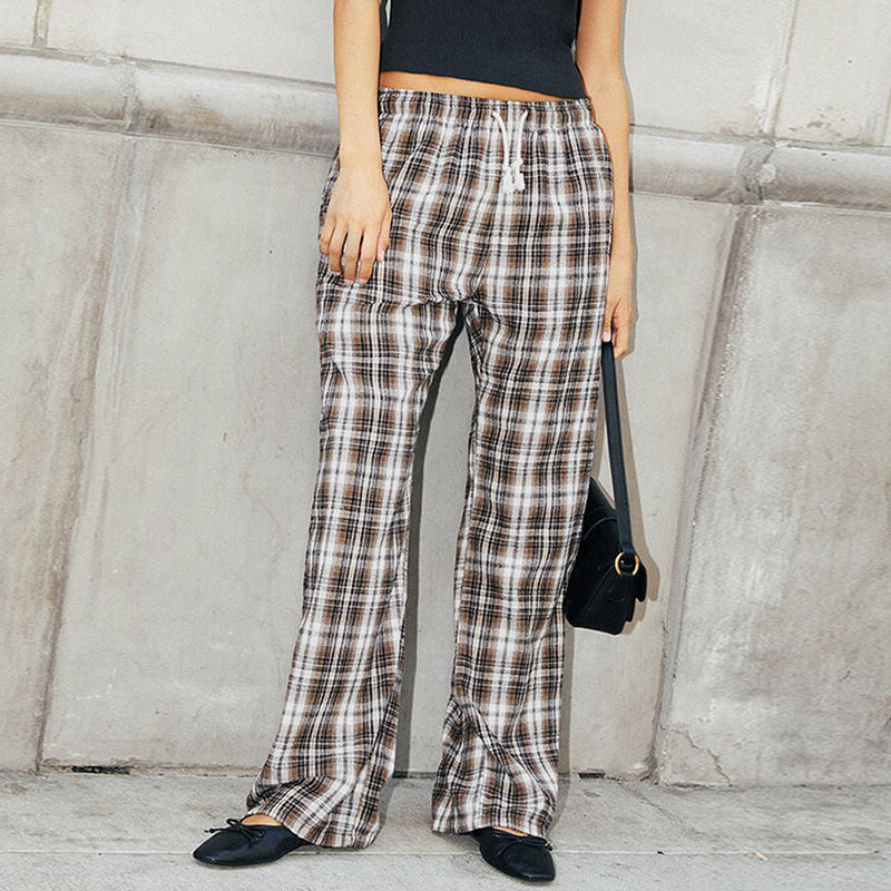 Pantalon de plage pyjama à carreaux décontracté pour femmes R&B