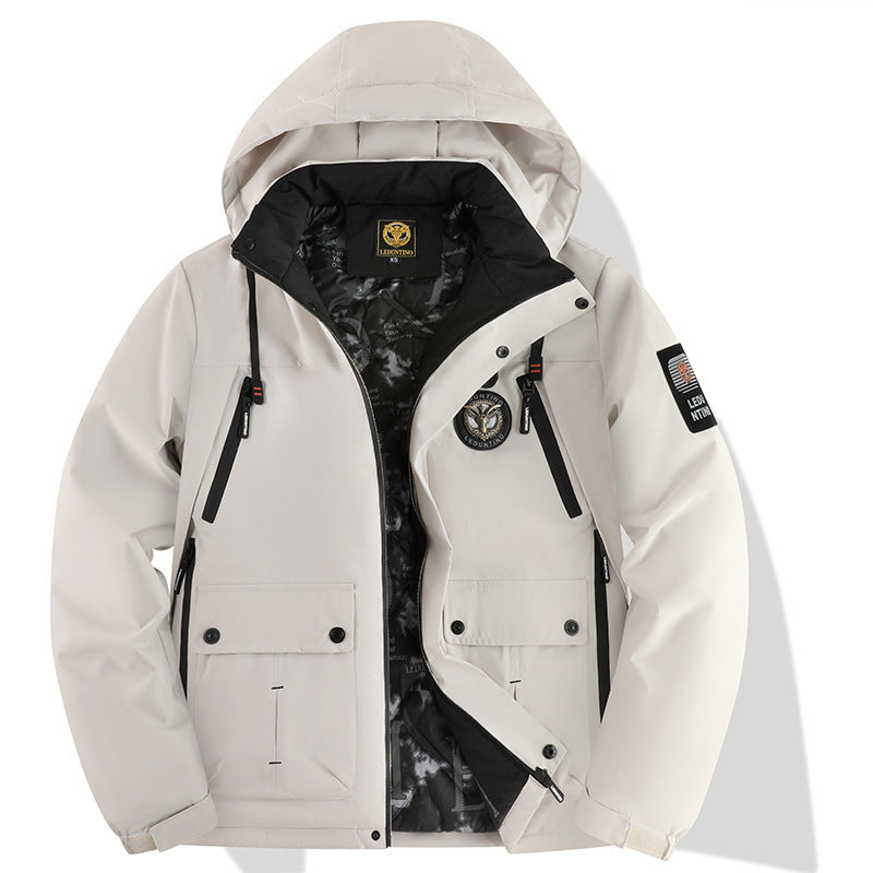 Parka softshell urbain pour hommes avec capuche amovible, fermeture éclair à deux sens cachée et doublure thermique respirante Echo Archiv