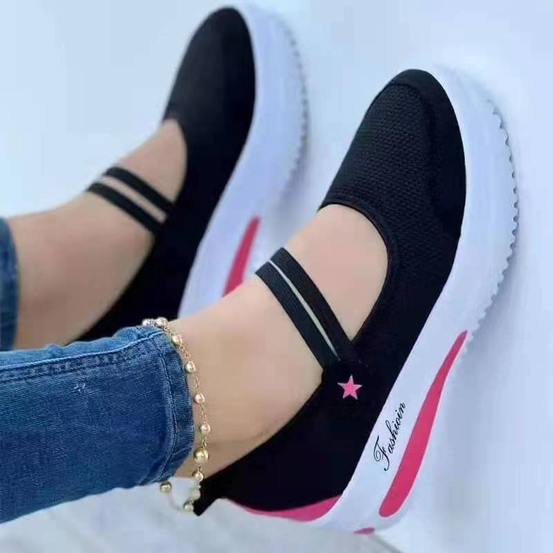 Baskets Slip-On Sportives pour Femmes avec Tige Respirante et Bandes Élastiques R&B