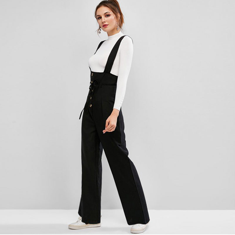 Combinaison Femme de Haute Qualité avec Bretelles Opacifiées et Détail de Bouton R&B