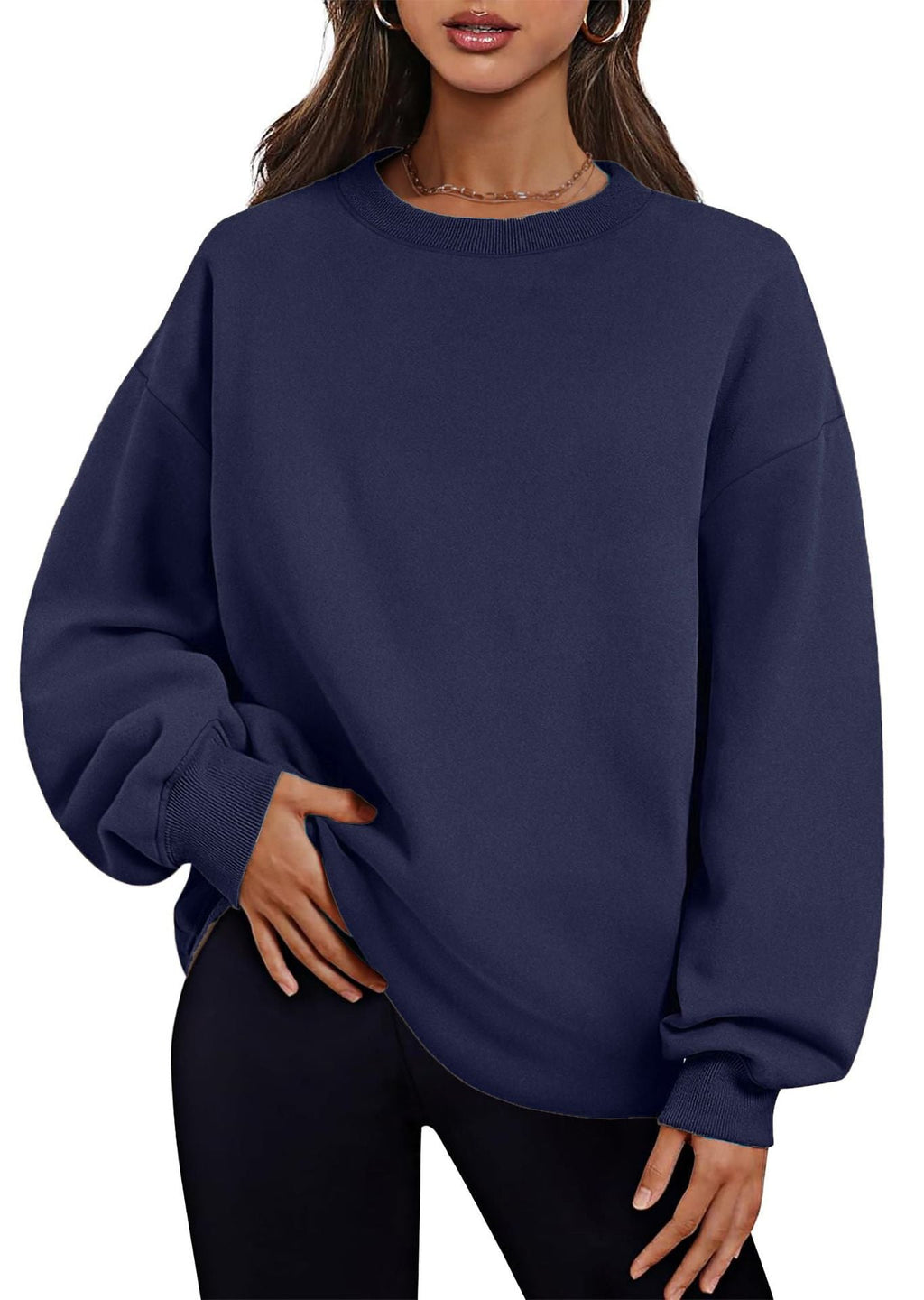 Pull-over long et oversize pour femmes avec poches latérales, bords côtelés et épaules tombantes Echo Archiv