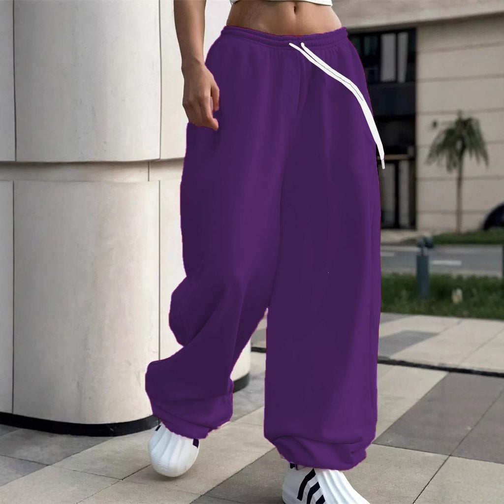 Pantalon de jogging large pour femmes avec ceinture confort haute, cordon de serrage et poignets élastiques Echo Archiv