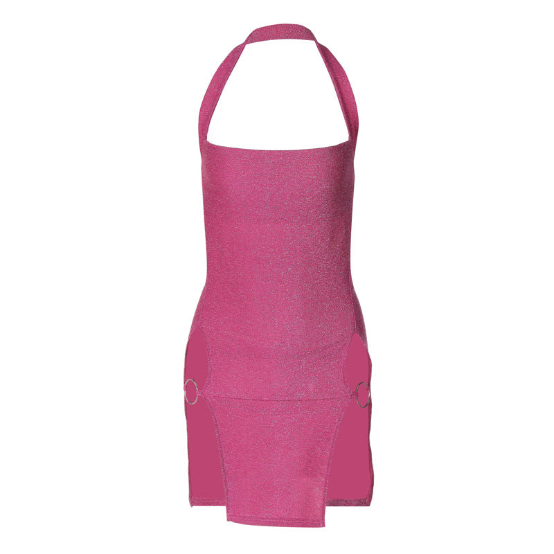 Robe Mini Glamour pour Femmes avec Décolleté Halter et Éléments Élégants sur les Côtés - Mode Heidi