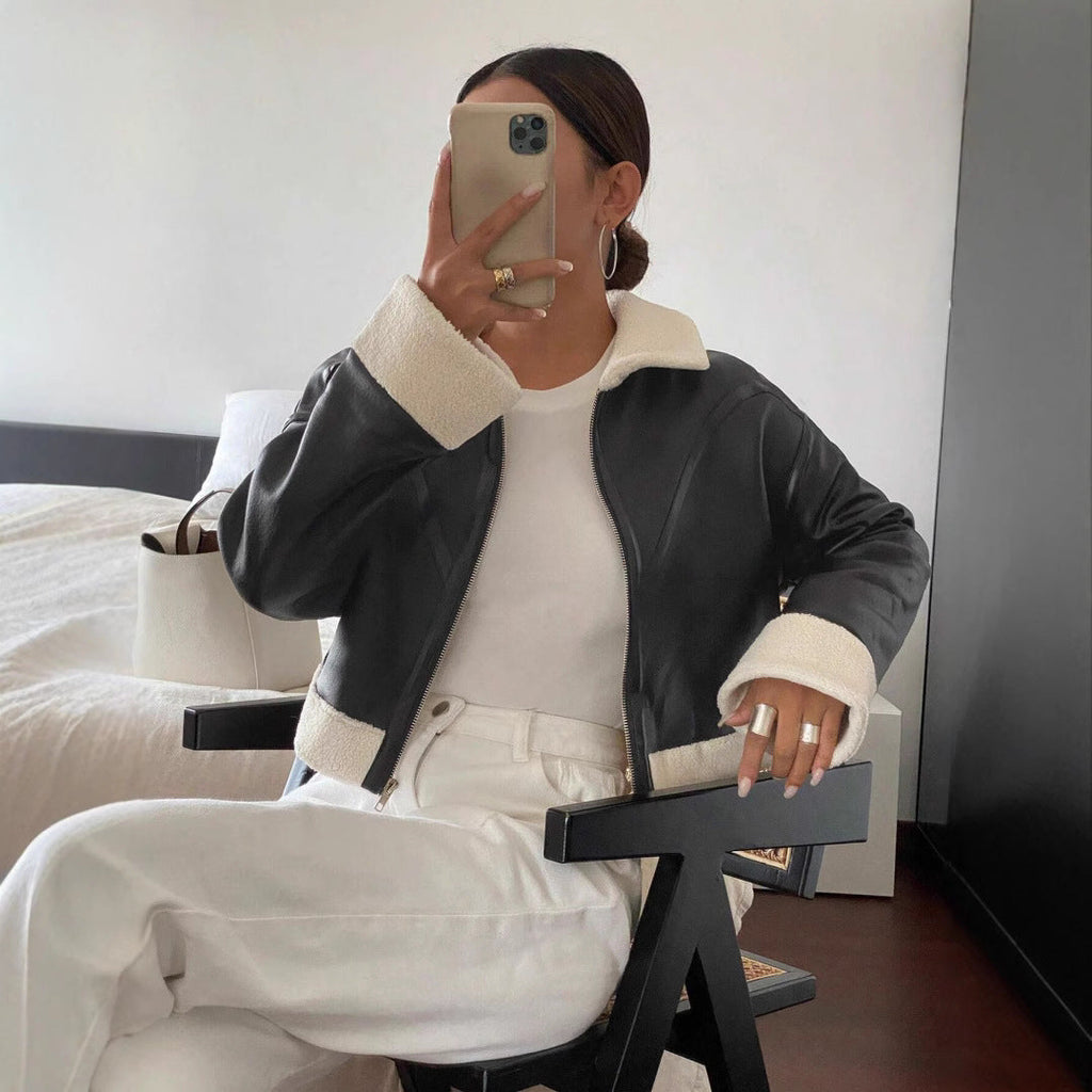 Veste en cuir à la mode pour femmes