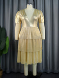 Robe de soirée brillante pour femmes avec design volumineux à volants R&B