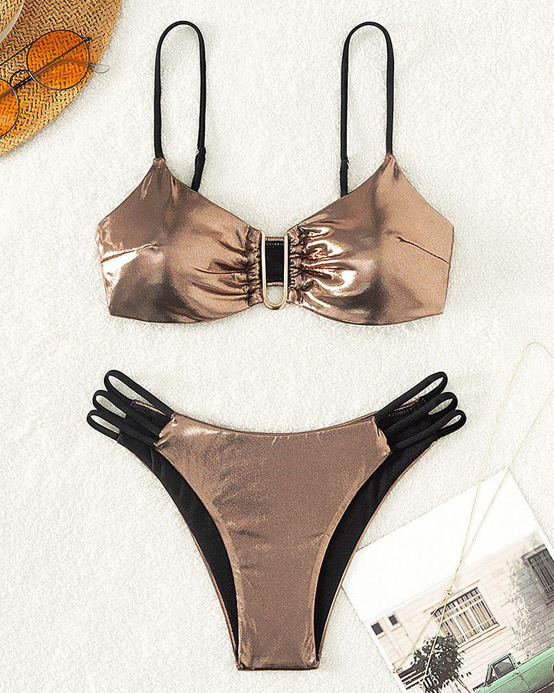 Bikini Brillant pour Femmes avec Détail Élégant en Anneau R&B