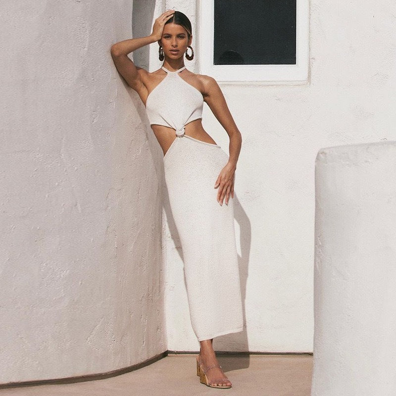 Robe Maxi Sexy Femme avec Découpes et Nœud Stylé R&B