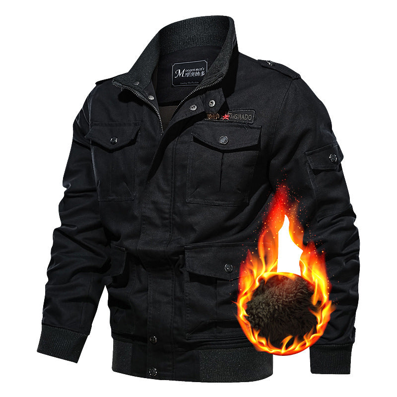 Veste militaire en toile pour hommes, coupe-vent, avec doublure en teddy, multiples poches à rabat et zippées, ainsi que bord-côte Echo Archiv