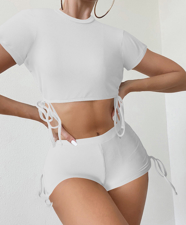Ensemble de Top Court Sportif et Shorts pour Femmes R&B