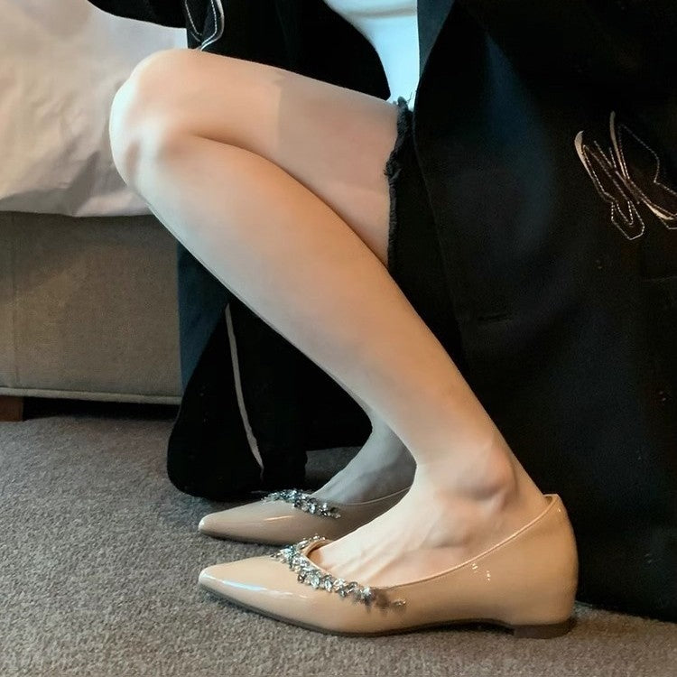 Ballerines élégantes pour femmes avec ornement en strass scintillant R&B