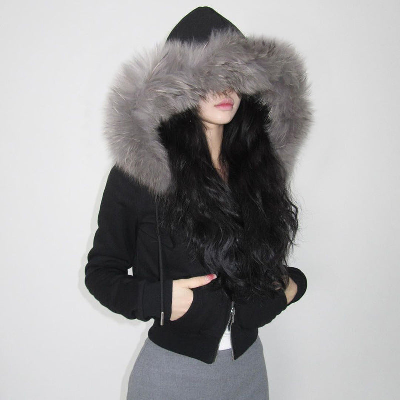 Veste bomber cintrée pour femmes avec large taille côtelée, deux poches obliques et détails décoratifs en zip Echo Archiv