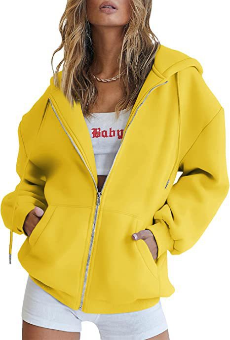 Veste à capuche surdimensionnée pour femmes avec fermeture éclair intégrale et poches kangourou Echo Archiv
