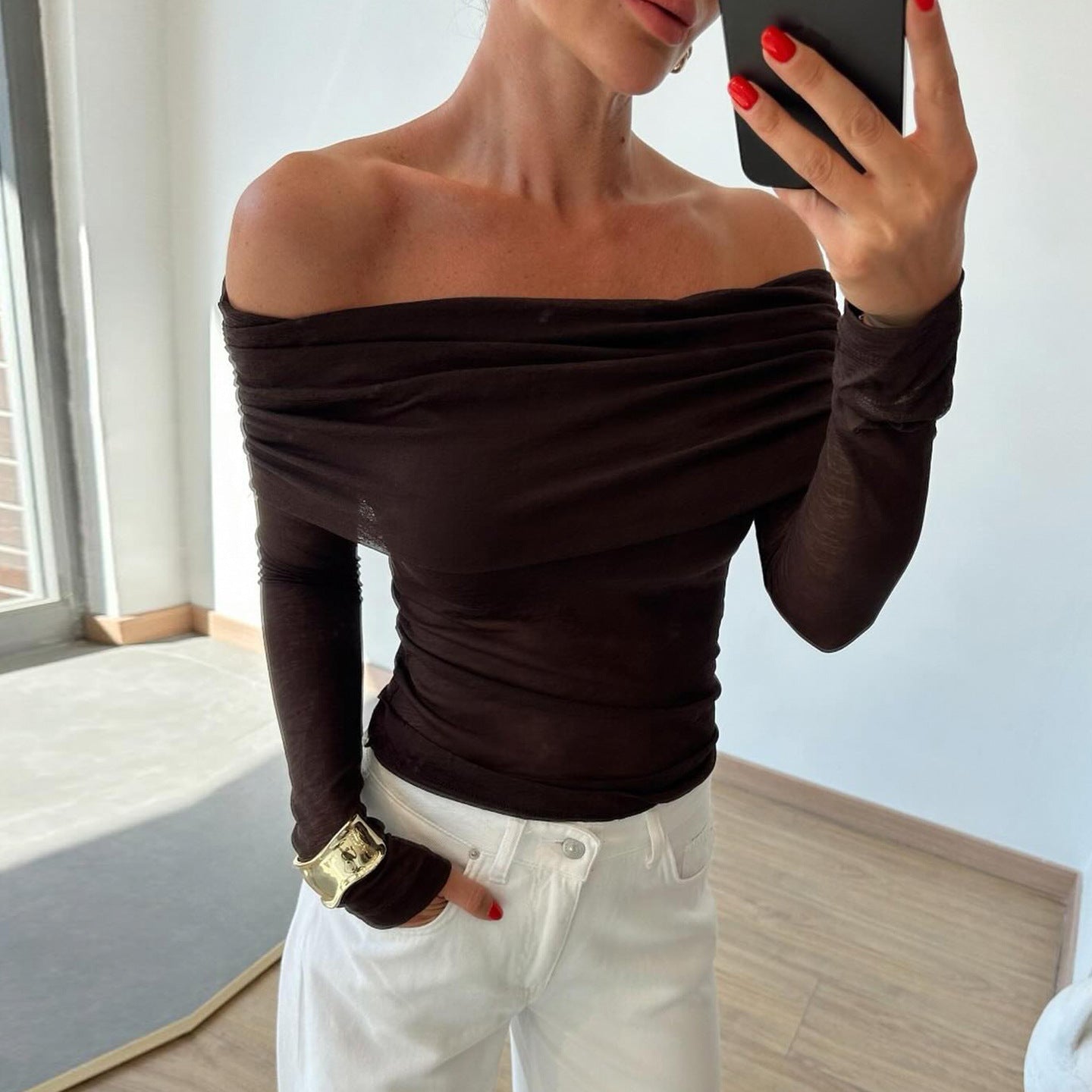 Top sans manches en tricot fin pour femmes avec col roulé froncé et coupe cintrée Echo Archiv
