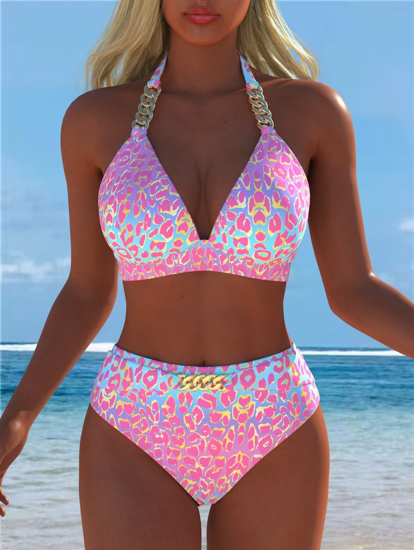 Bikini pour femmes avec motif marbré luxueux et détails raffinés R&B